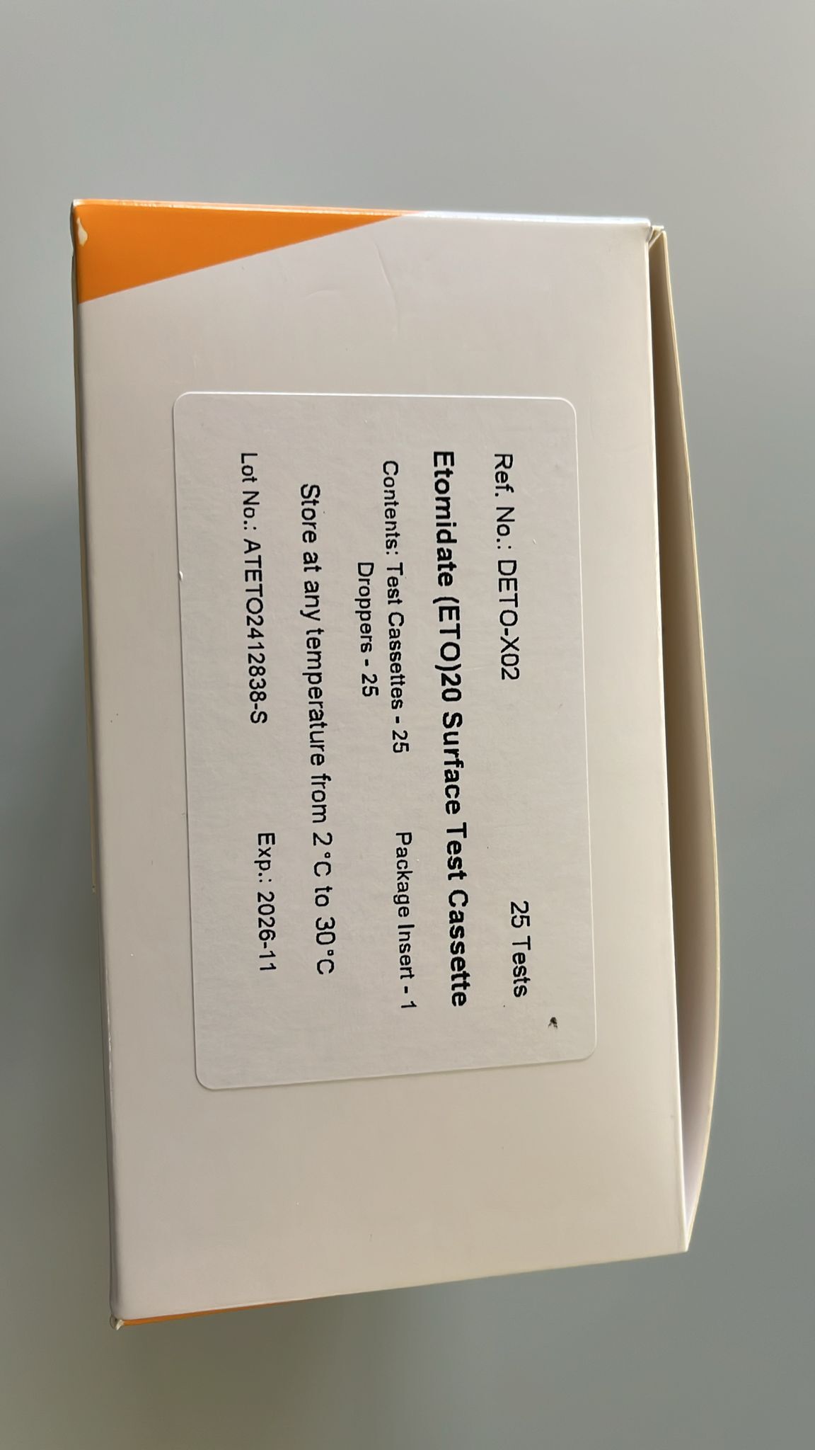 ALL TEST - 測試煙油 太空油 Etomidate(ETO) /依托咪酯/安得力多/ 驗毒/毒品/藥物 物件表面 (Surface) 快速測試卡(1盒/25個) (Model : DETO-X02 )