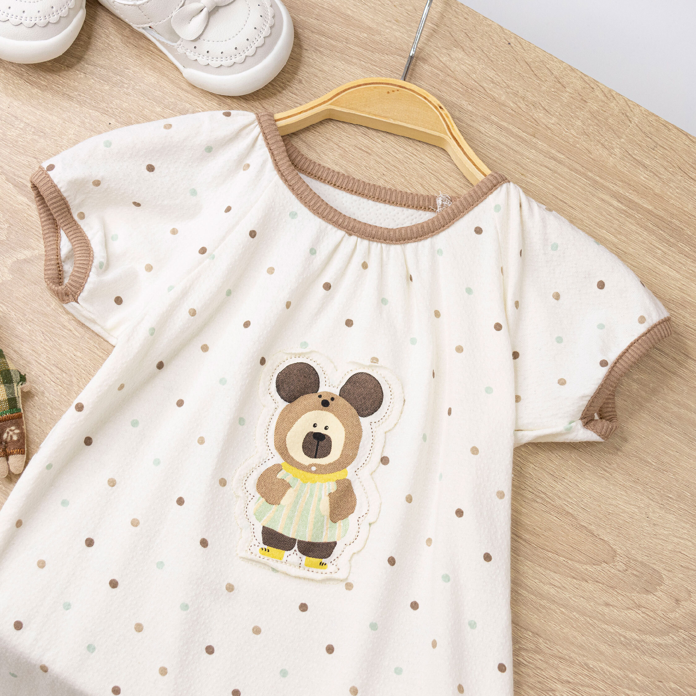 【JG0515】圓點呆呆熊質感親膚連身衣