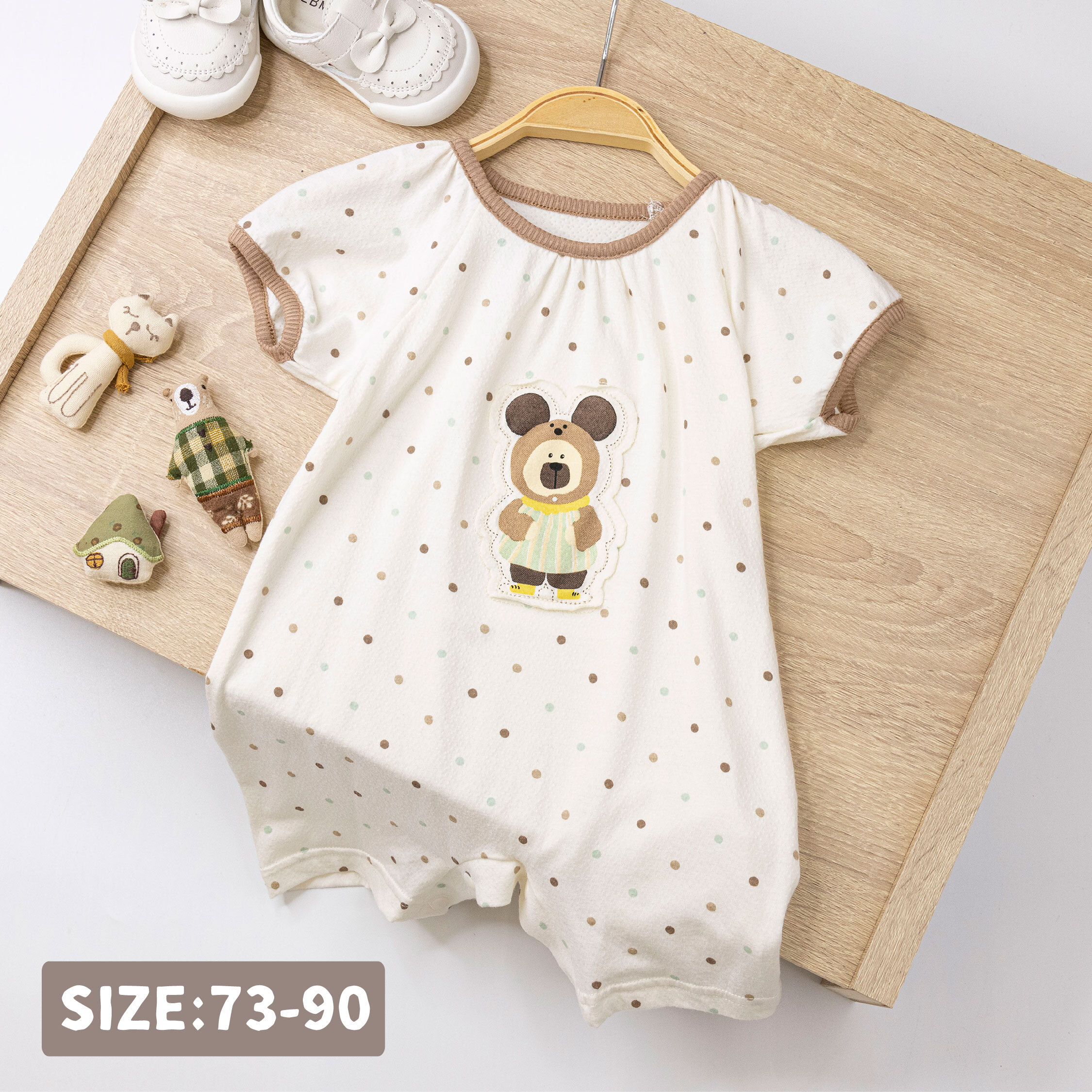 【JG0515】圓點呆呆熊質感親膚連身衣