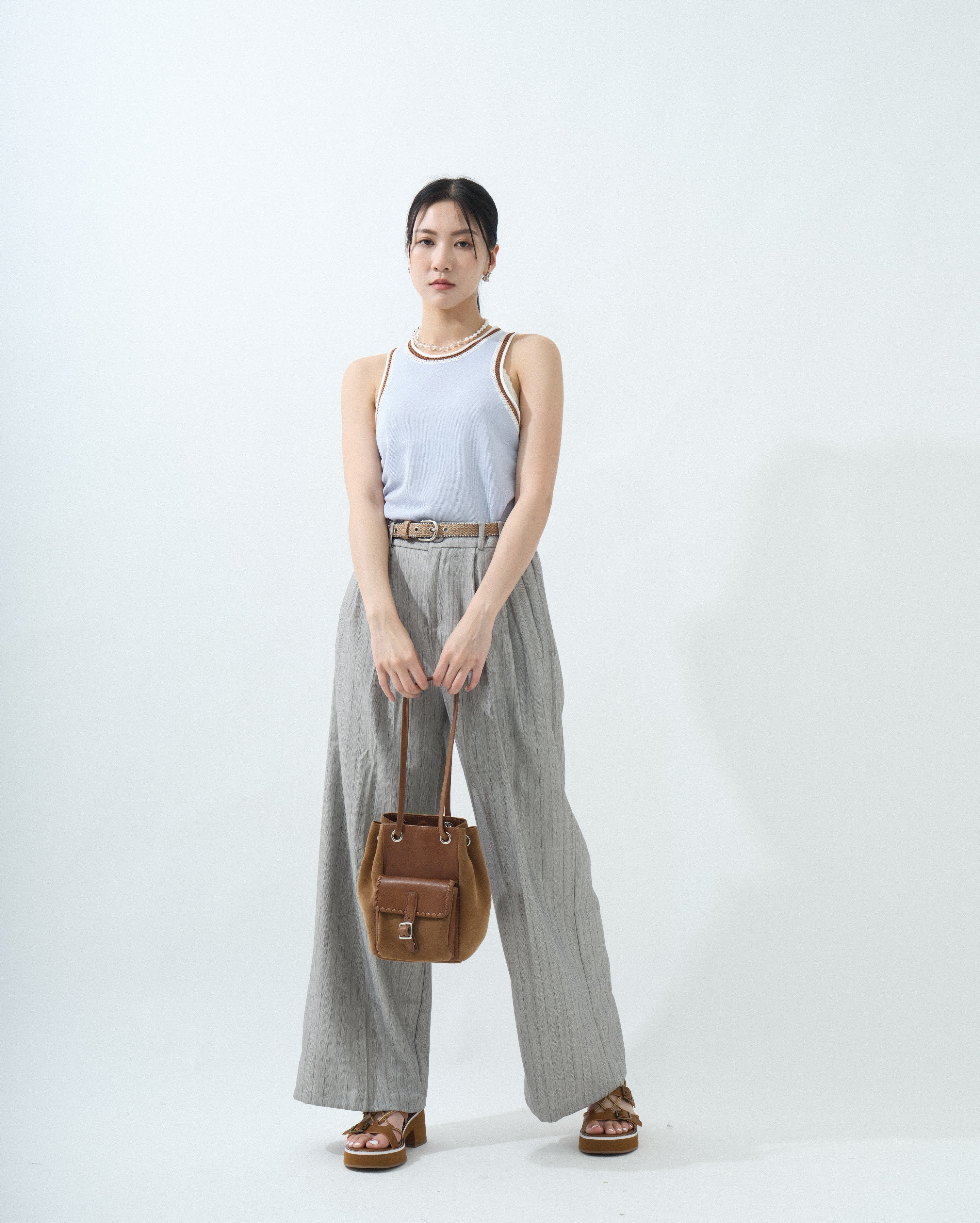 撞色邊入膊針織背心 (現貨款式）