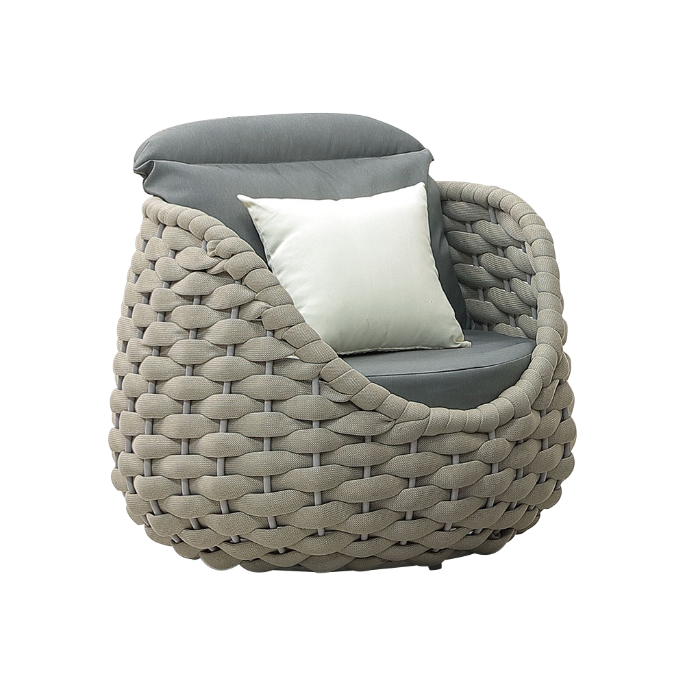 曼比鋁合金防水戶外休閒沙發單人座/一人座沙發椅-附抱枕