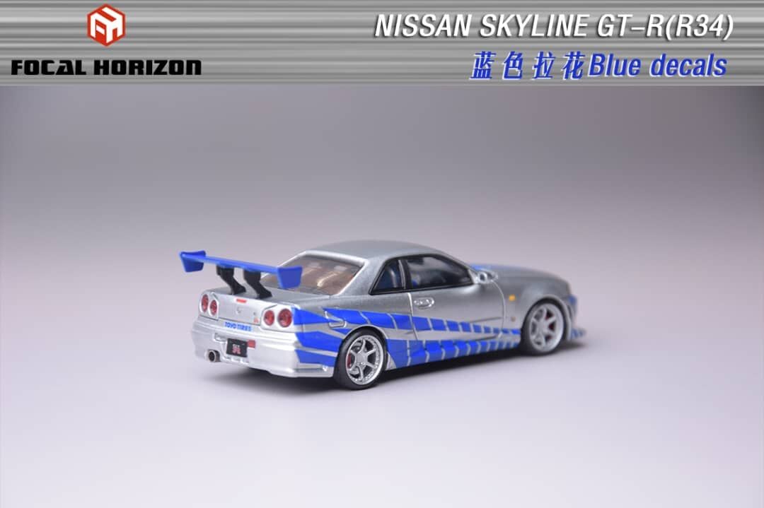 預訂:1/64 Focal Horizon Nissan Skyline GT-R R34 FNF Silver/ Blue (FHNSR34SB )