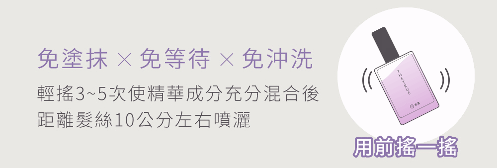 免沖洗 免等待 免塗抹 搖一搖就可以用