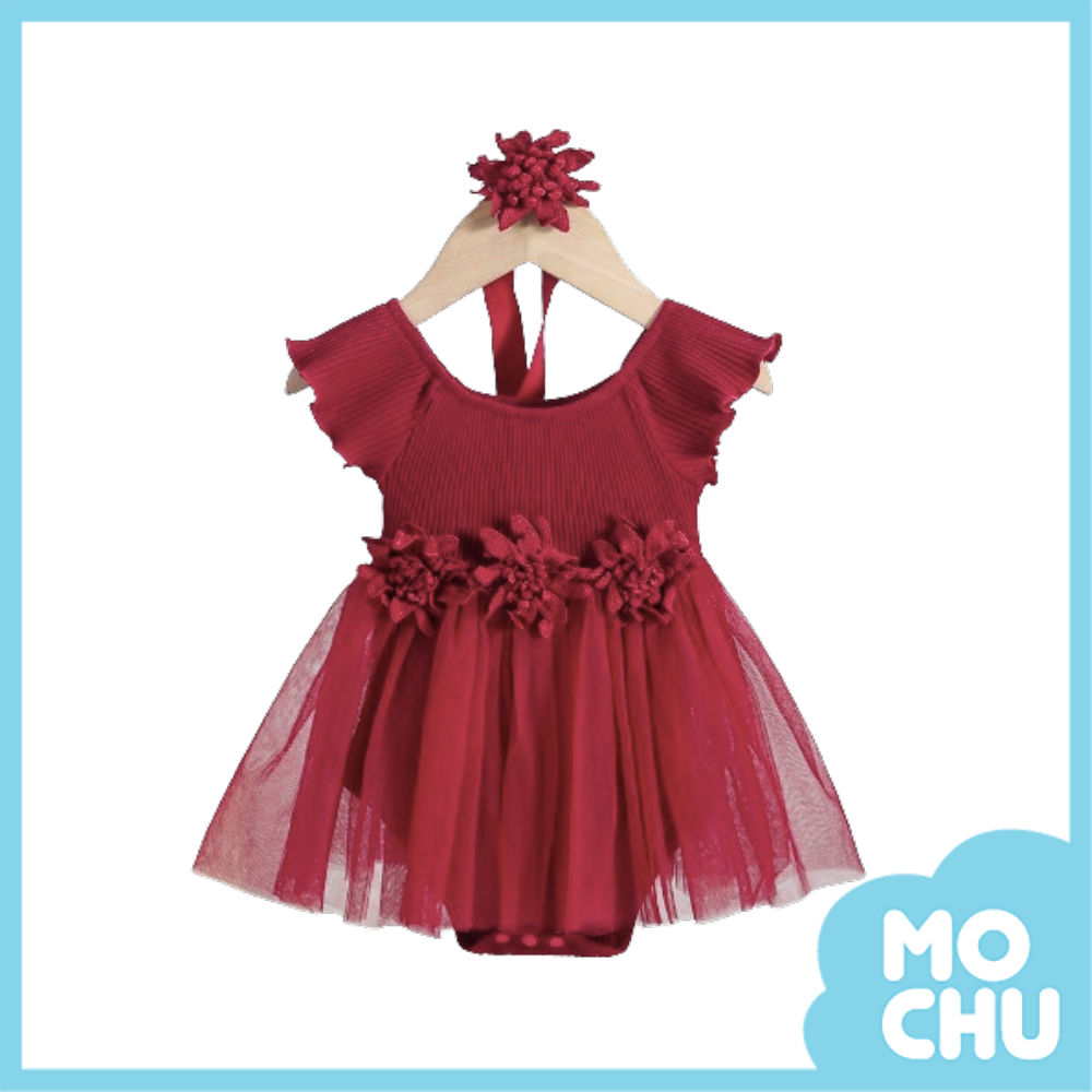 編織花朵紗裙包屁衣(五色)