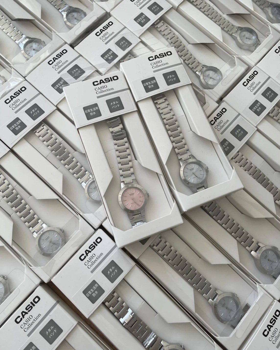 <快速出貨>CASIO 碎碎冰銀錶 不鏽鋼錶帶 粉色 藍色