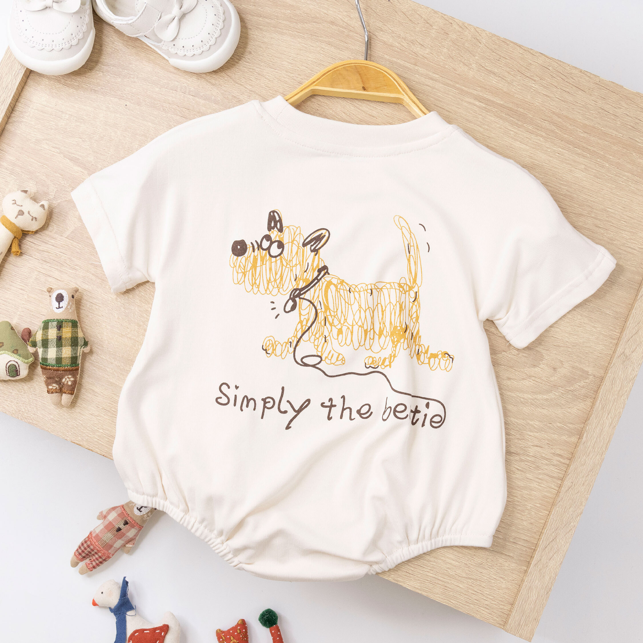 【JG0465】搞怪線圈小狗親膚彈力包屁衣