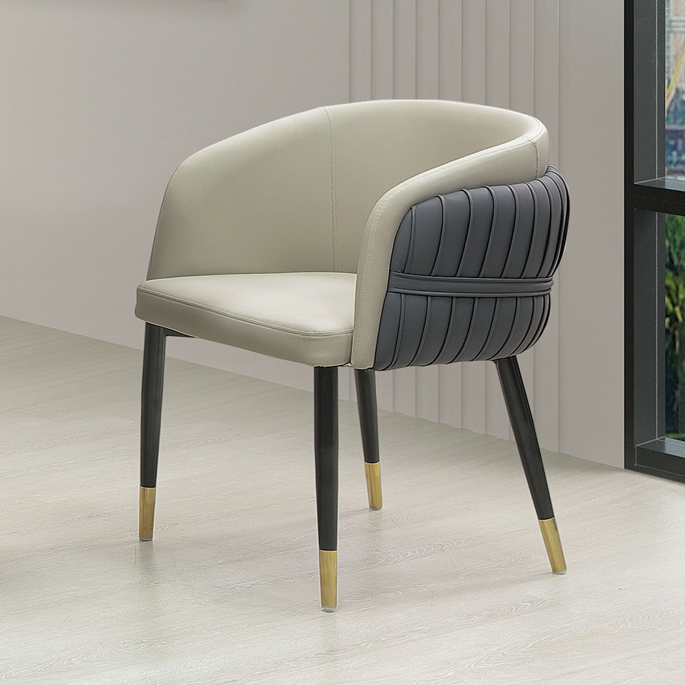 塔克皮革休閒單人椅/沙發椅/扶手餐椅/商務洽談椅/房間椅/會客椅/設計款椅(兩色可選)