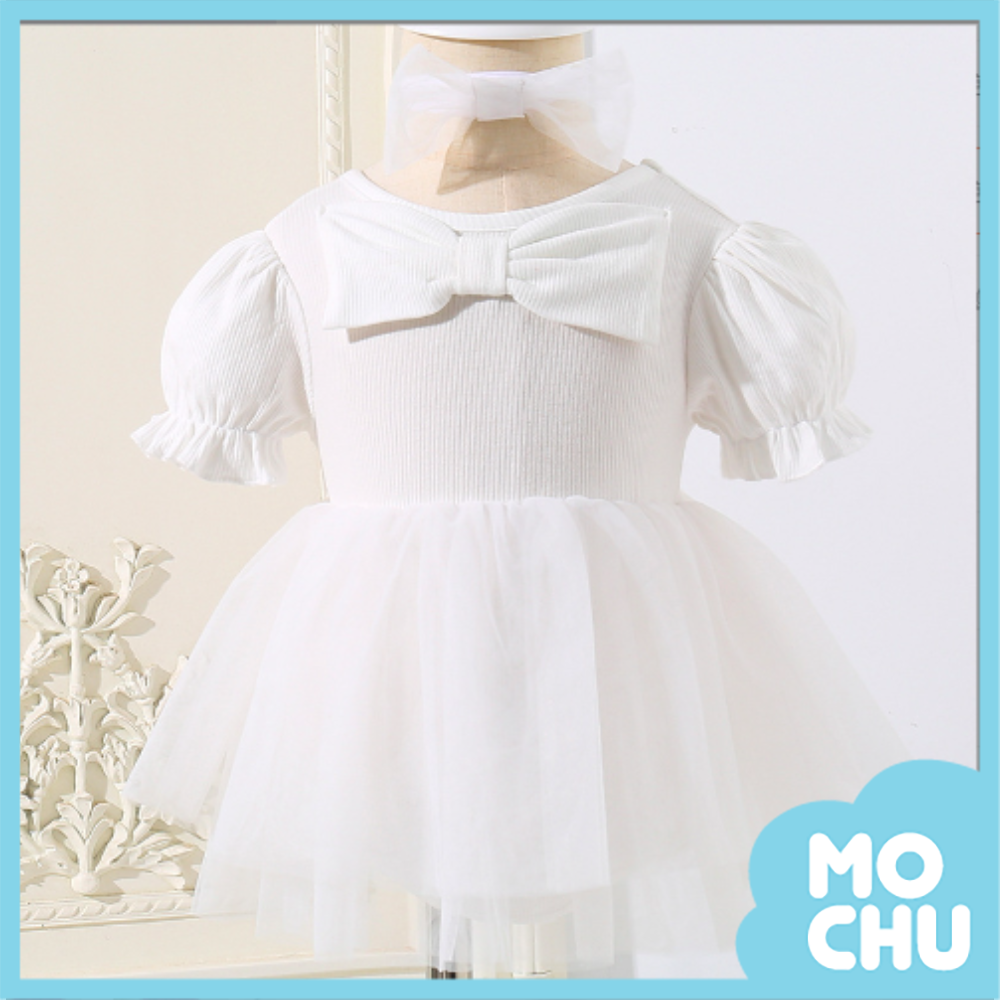泡泡花苞袖紗裙包屁衣(三色)