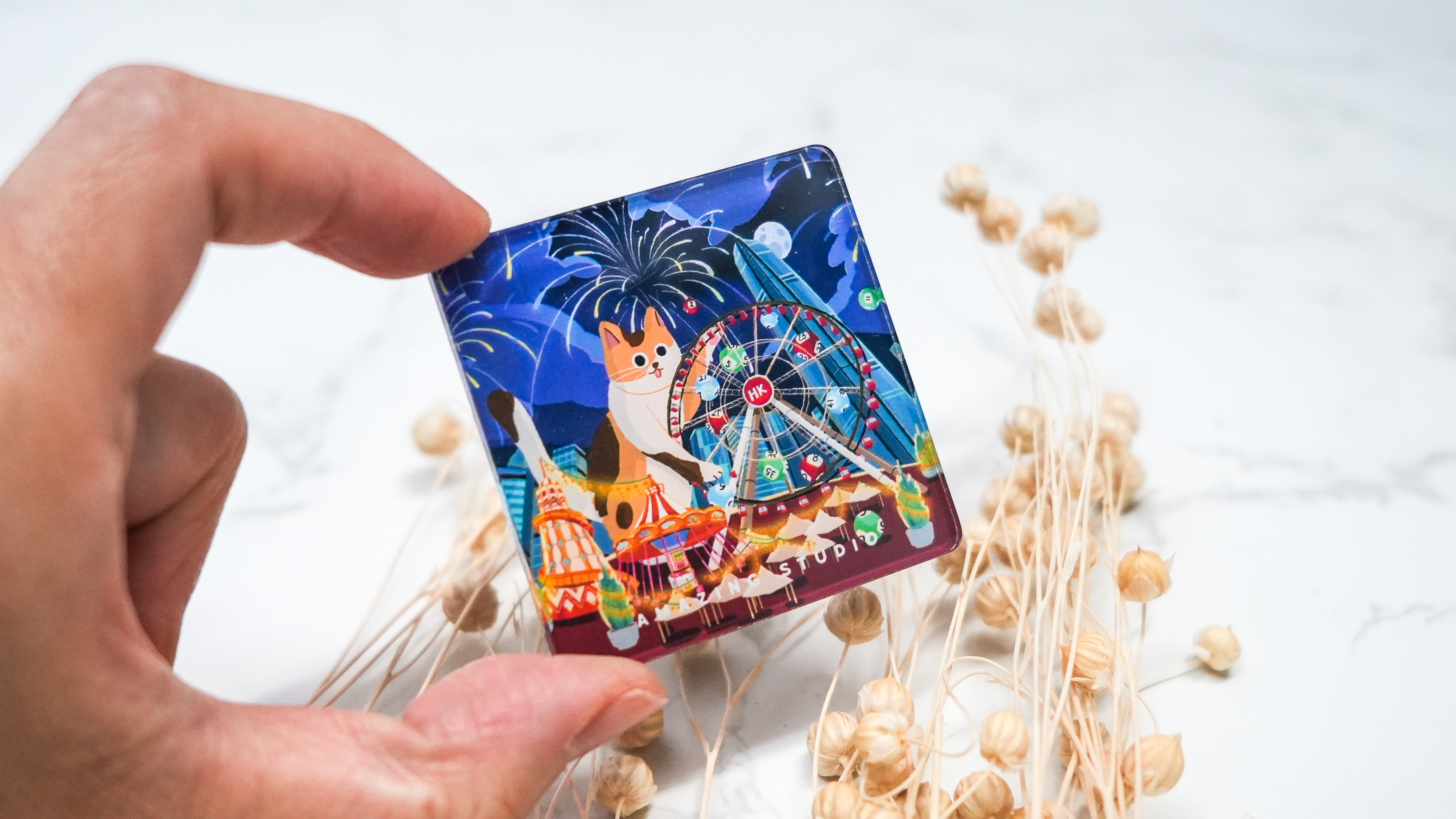 【貓遊街角 - 摩天輪】 亞加力磁石貼丨Amazing Studio