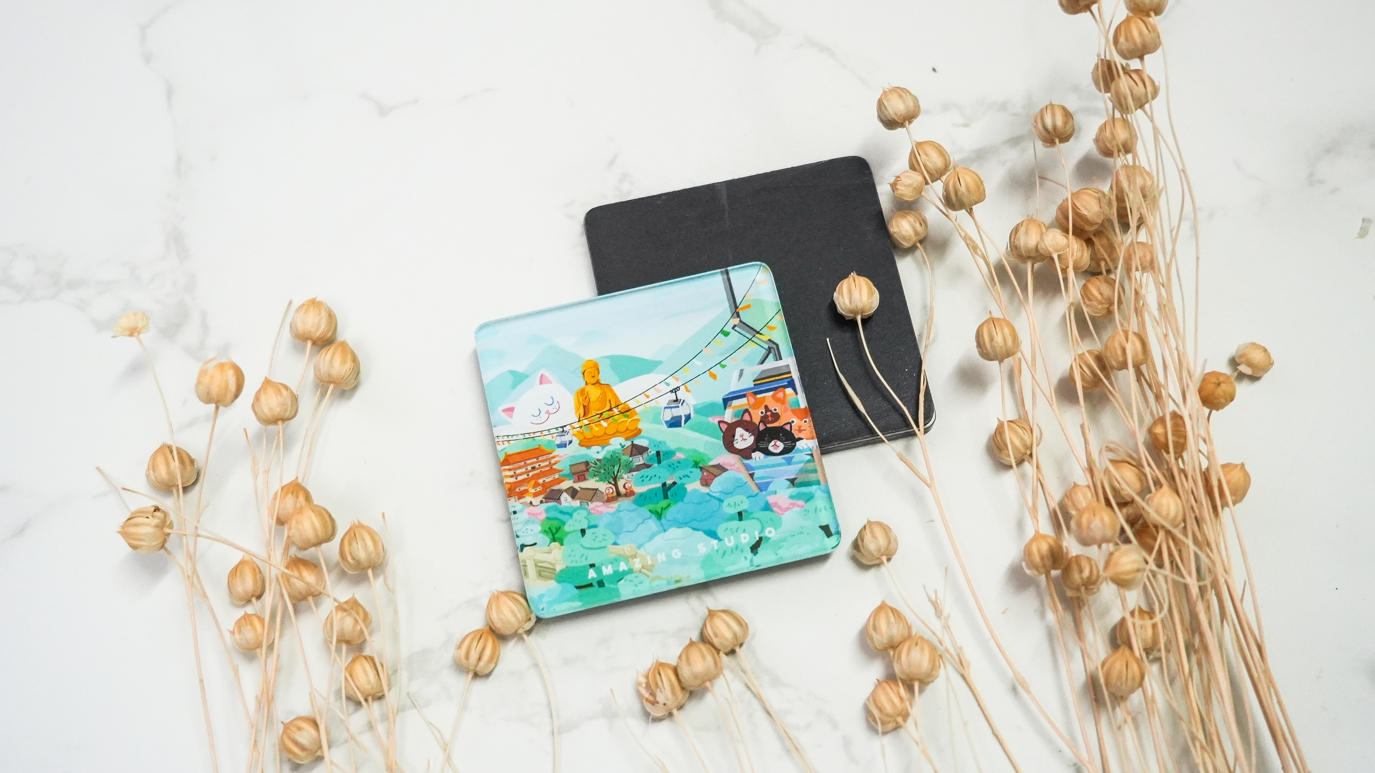 【貓遊街角 - 纜車風光】 亞加力磁石貼丨Amazing Studio