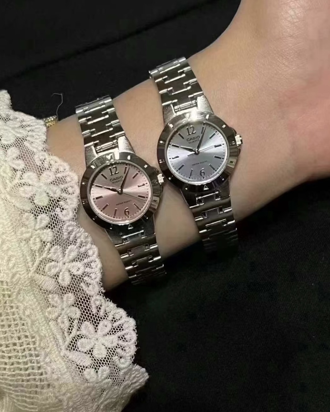 <快速出貨>CASIO 碎碎冰銀錶 不鏽鋼錶帶 粉色 藍色