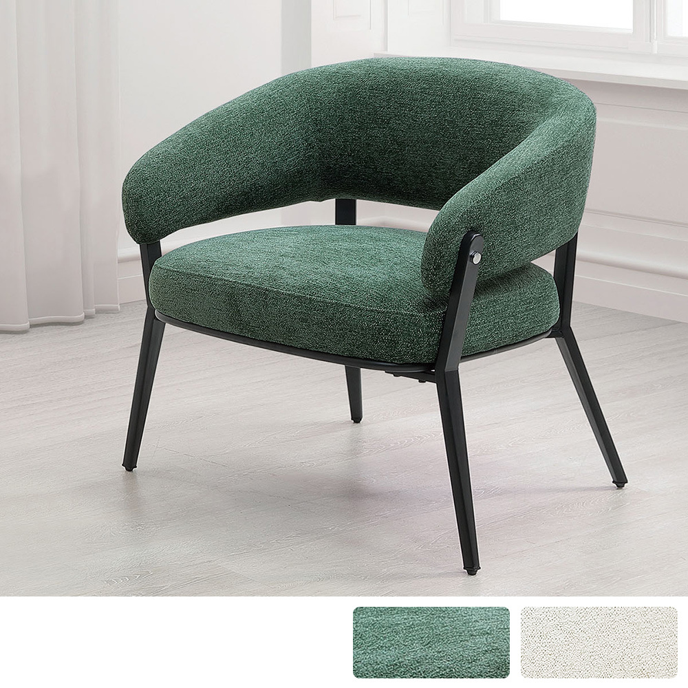 雪倫棉麻絨布休閒單人椅/沙發椅/扶手餐椅/商務洽談椅/房間椅/會客椅/設計款椅(兩色可選)