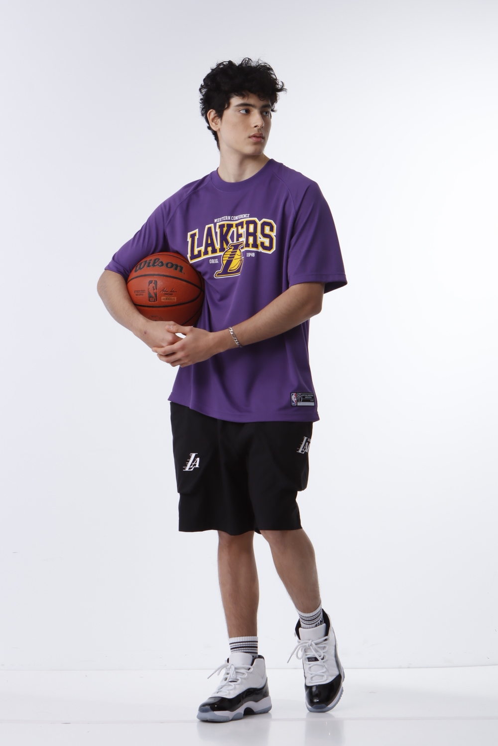 【NBA】中性網眼印花T_LAL-中紫