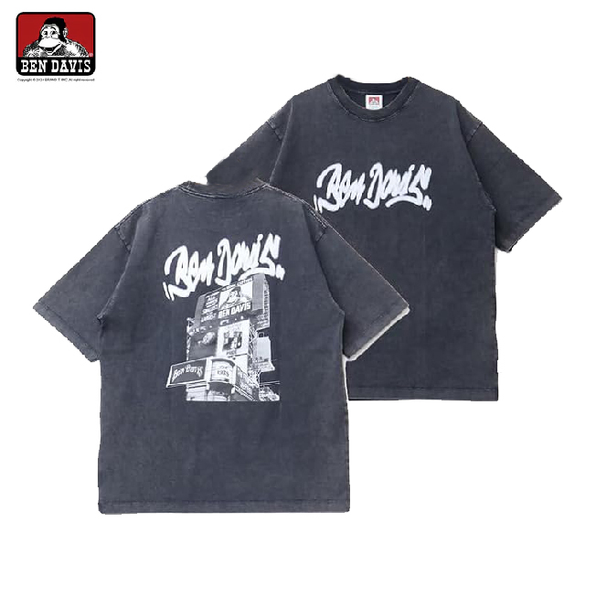 【 BEN DAVIS | 猿人廣告招牌看板短TEE - 水洗黑 】