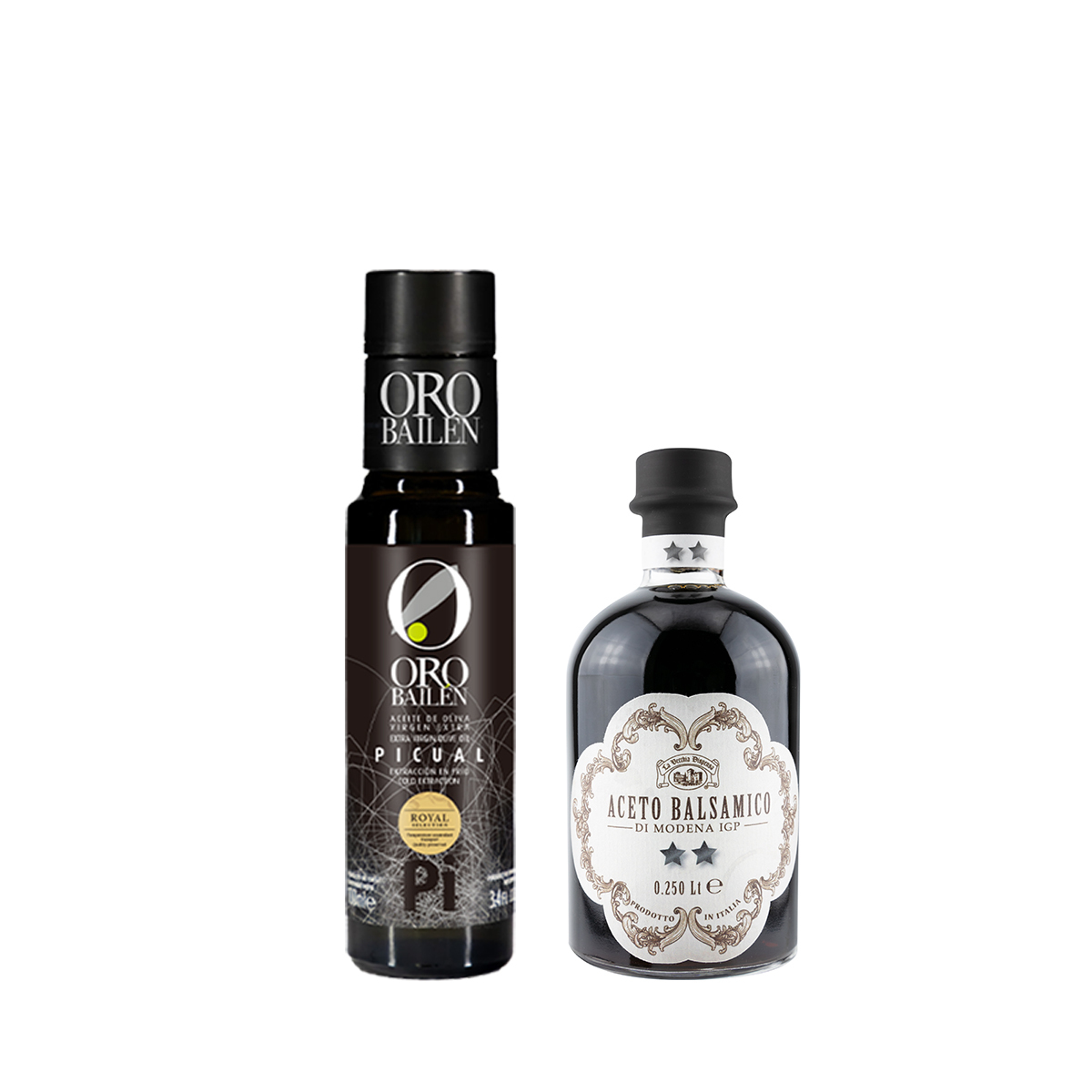 【油醋日常調味組】皇嘉特級冷壓初榨橄欖油Picual 100ml+典釀雙星巴薩米克醋250ml