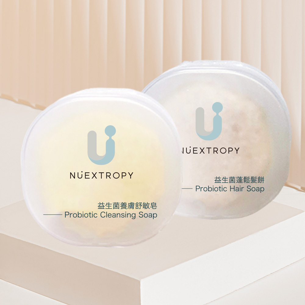Nuextropy1+1 沐日蓬鬆平衡髮餅60g+雨香修護體皂40g (益菌配方）