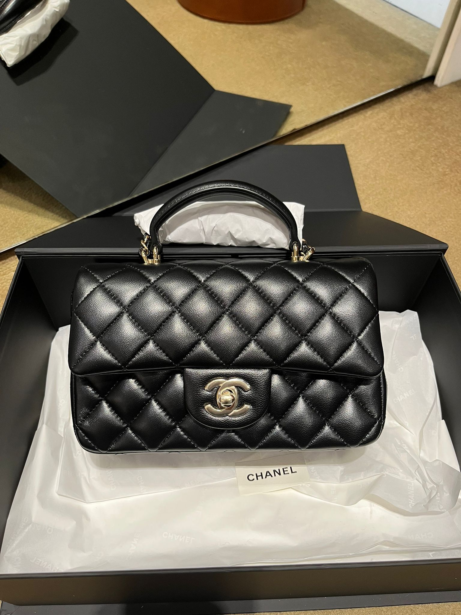 Chanel CF mini 黑金