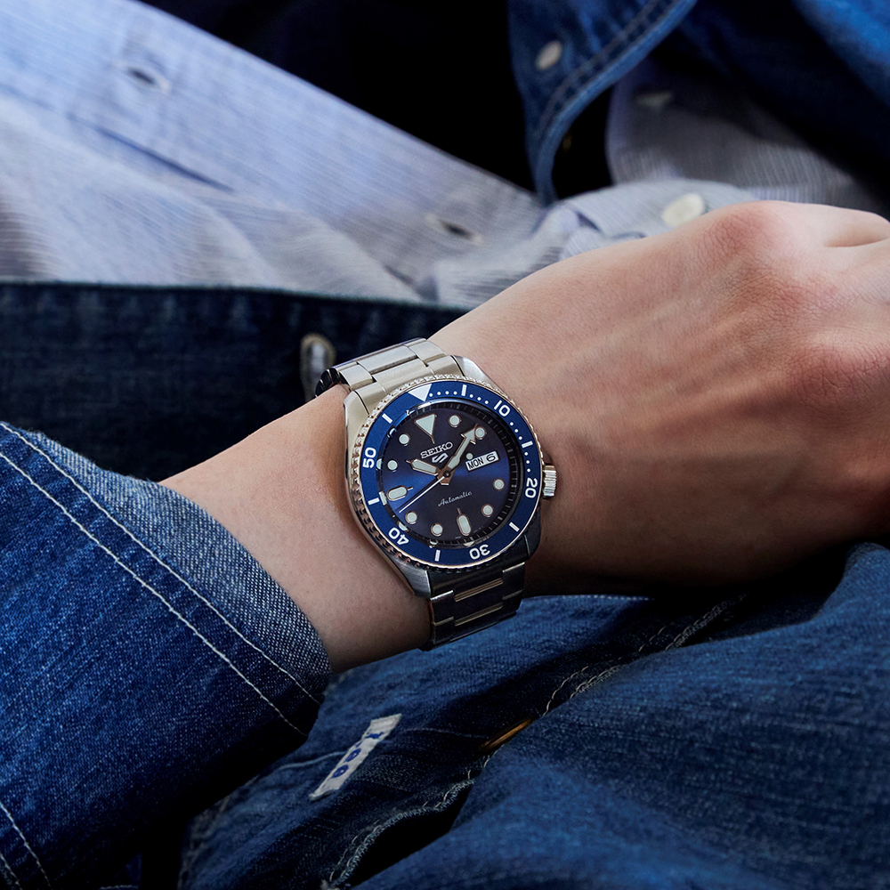 SEIKO 精工5 Sports 不鏽鋼機械錶-藍水鬼(SRPD51K1/4R36-07G0B