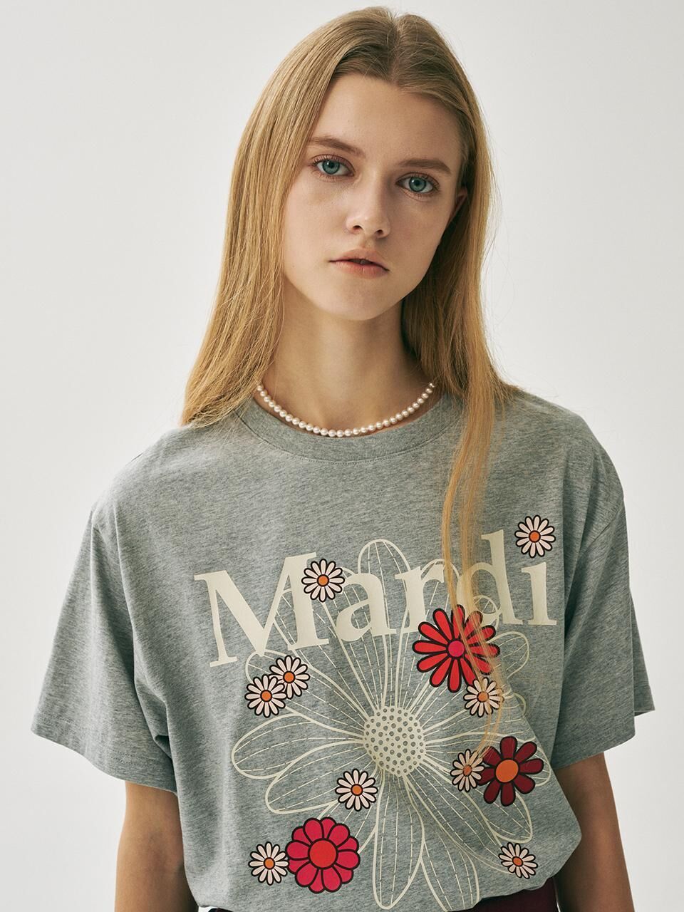 UNISEX TSHIRT LONG SLEEVE FLOWERMARDI_GREY IVORY main image 1