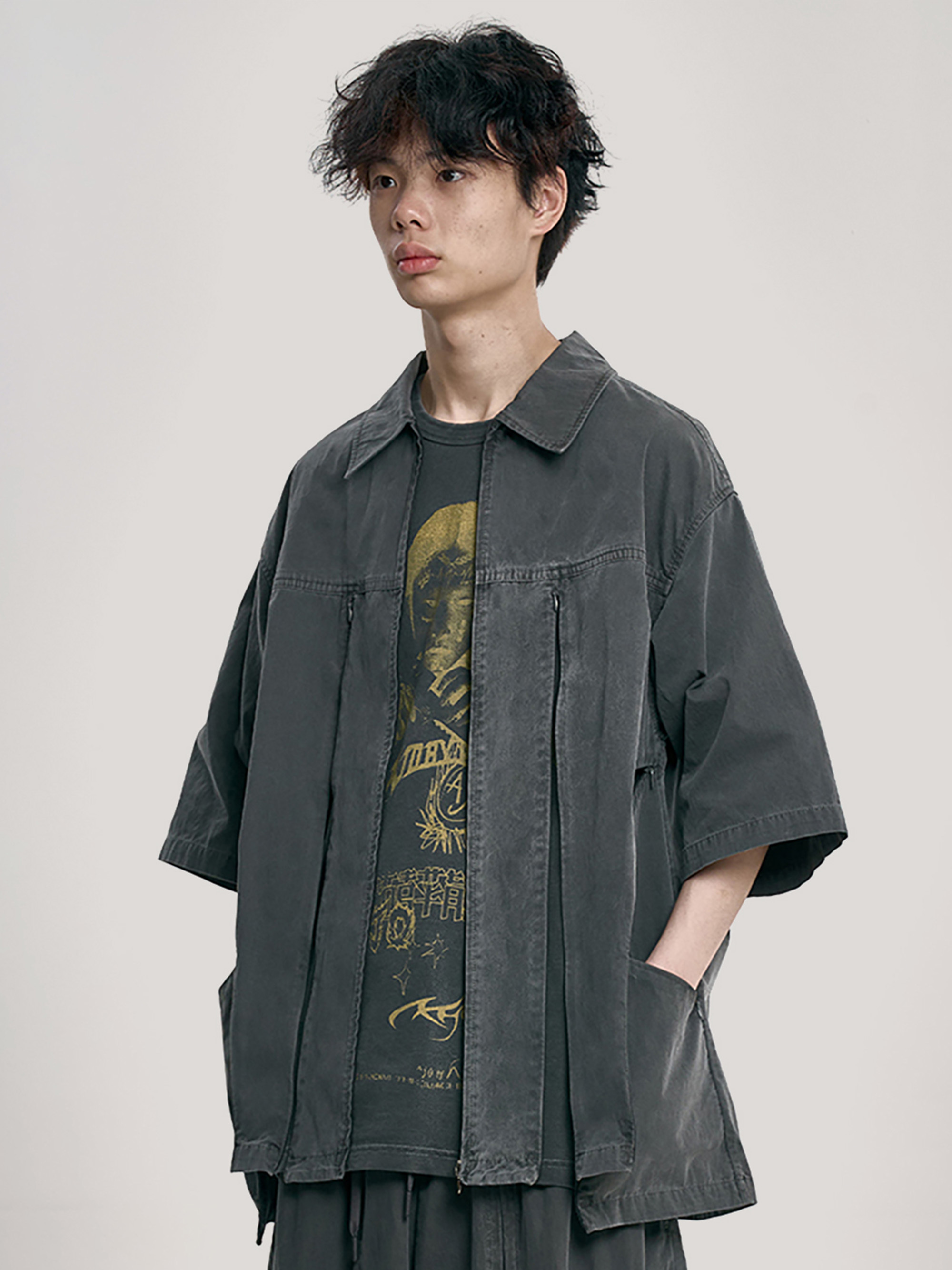 AJOBYAJO PANELED ZIP-UP SHIRT 襯衫