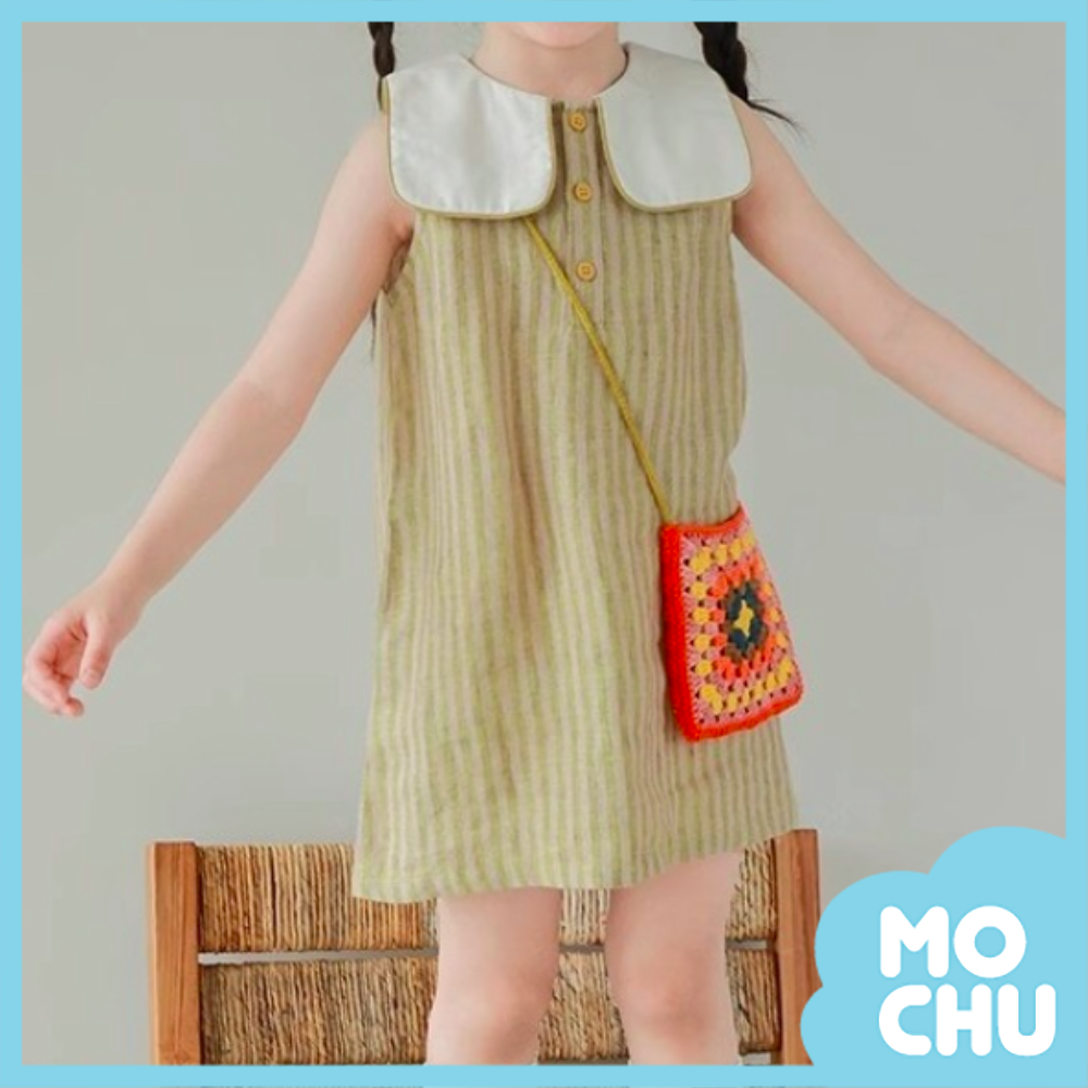 細條紋娃娃領無袖連身裙(二色)