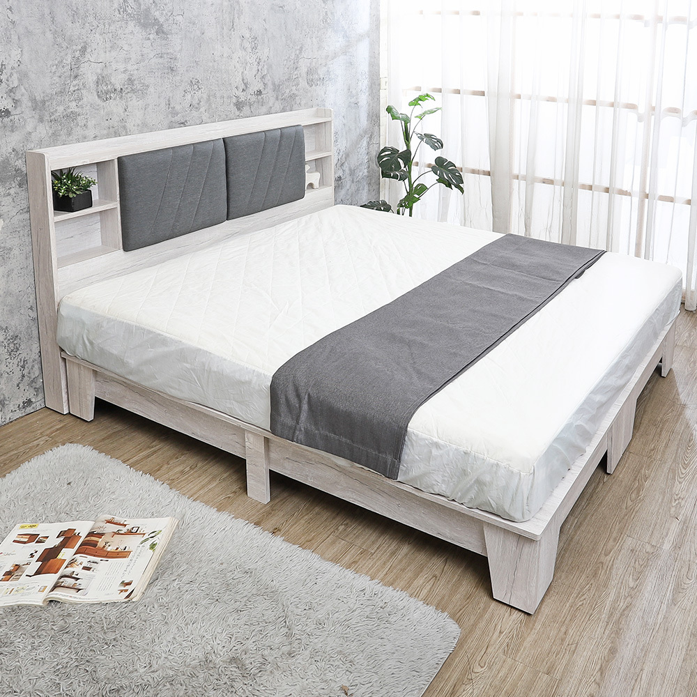 哈爾5尺雙人工業風床組(加厚型收納床頭片+木心板床底座-不含床墊)