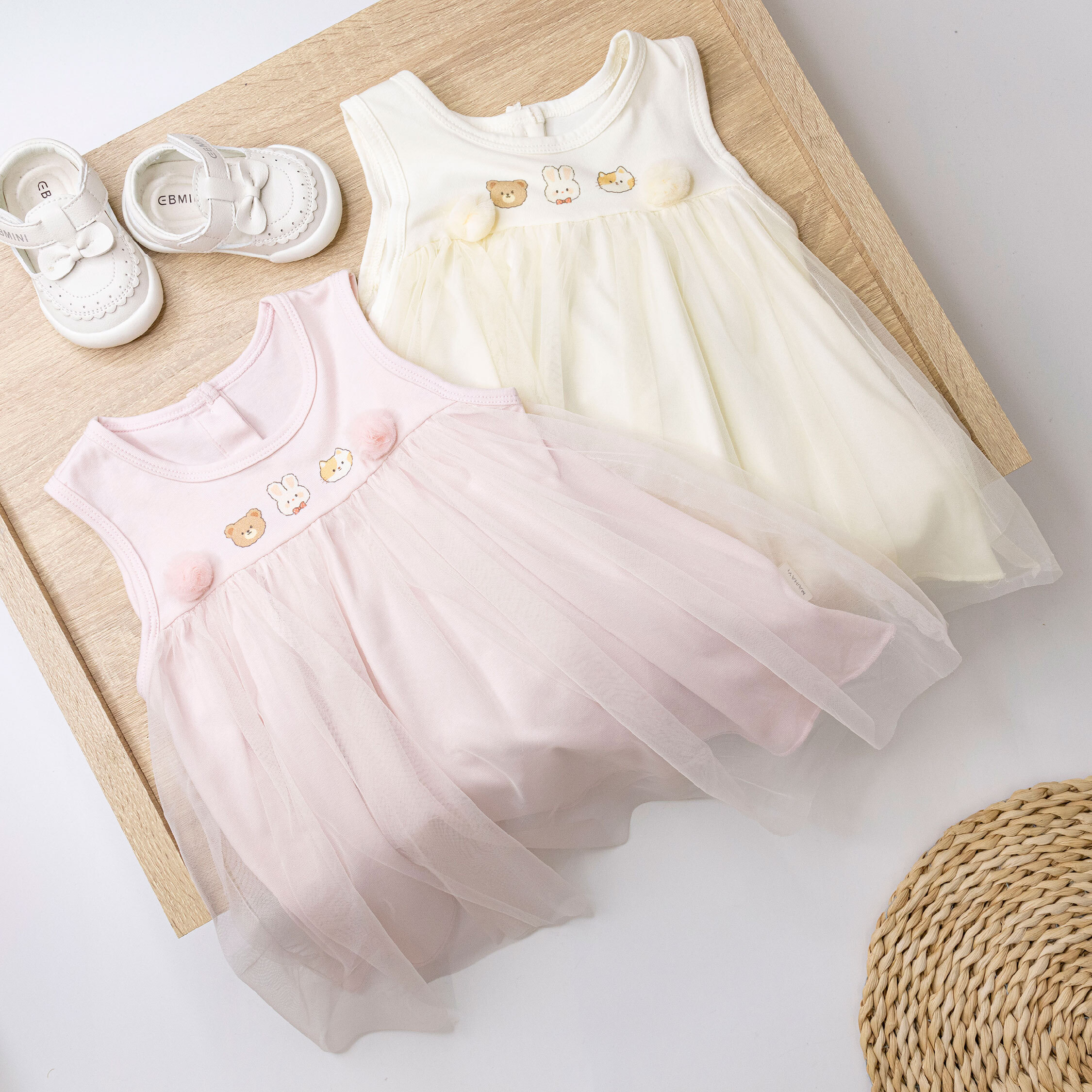 動物好朋友立體球球裝飾洋裝＊二色 (H50441)