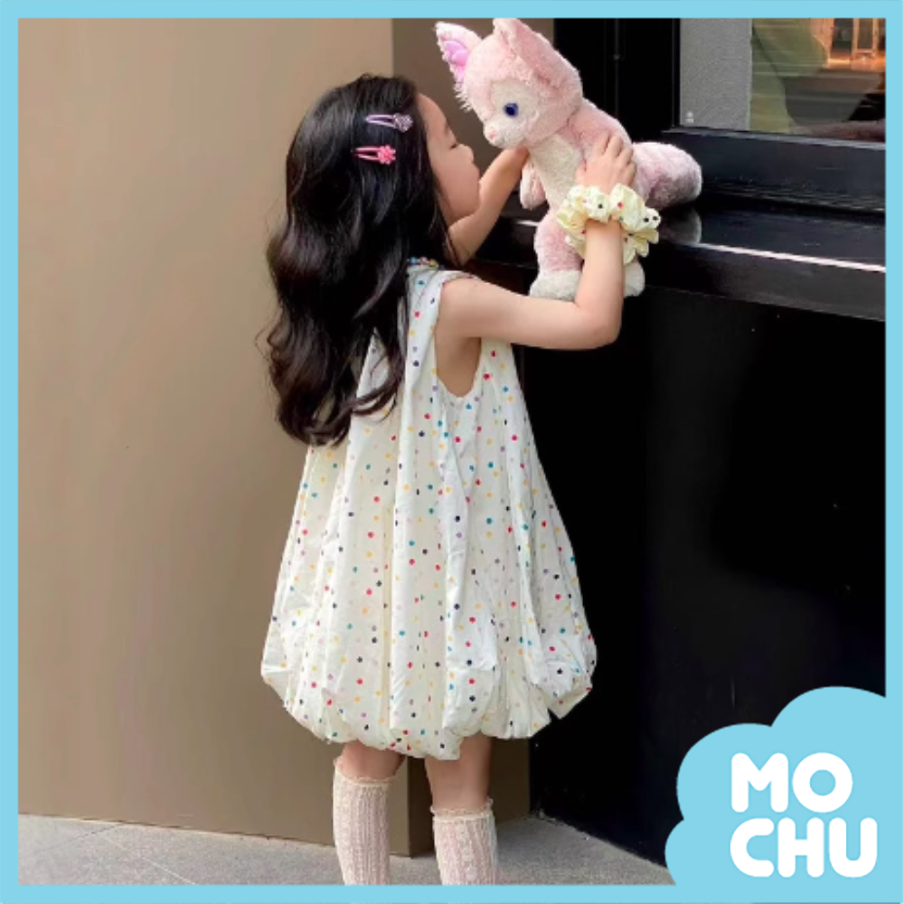 彩色點點花苞背心裙