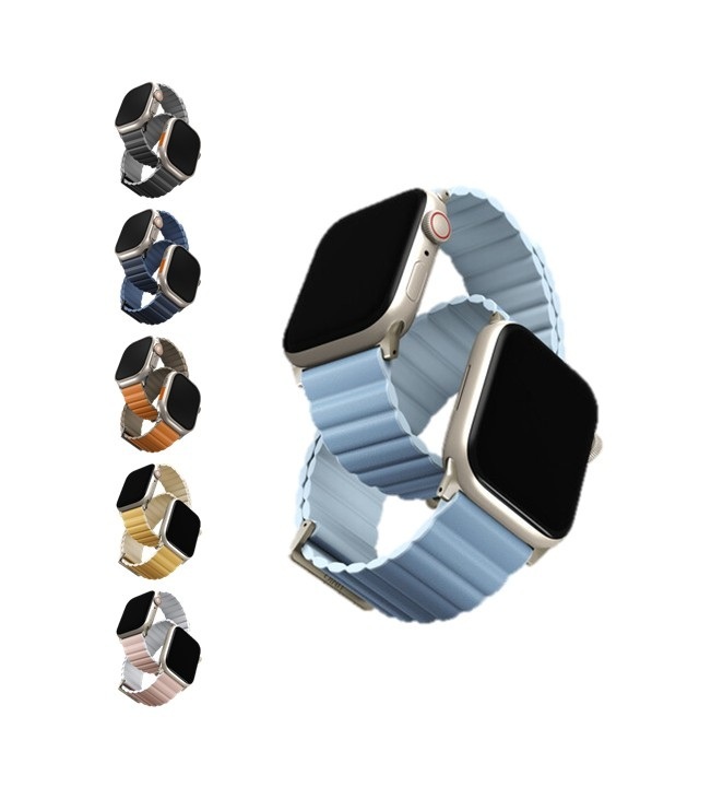 UNIQ Revix PE Apple Watch 雙色矽膠真皮磁吸錶帶