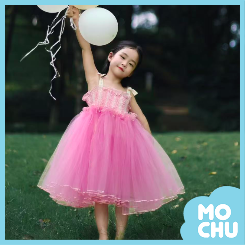 粉仙女吊帶超澎網紗連身裙