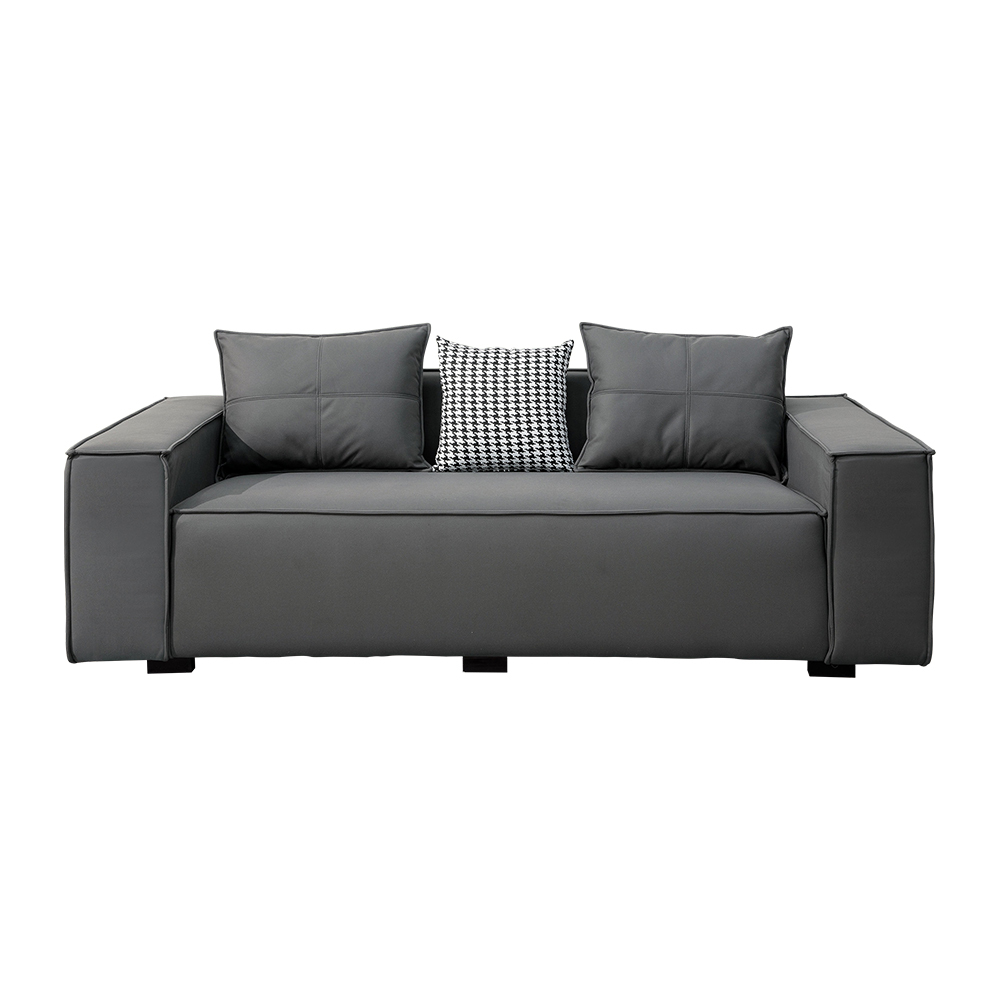 葛妮絲深灰色科技布面沙發三人座/沙發椅-附抱枕