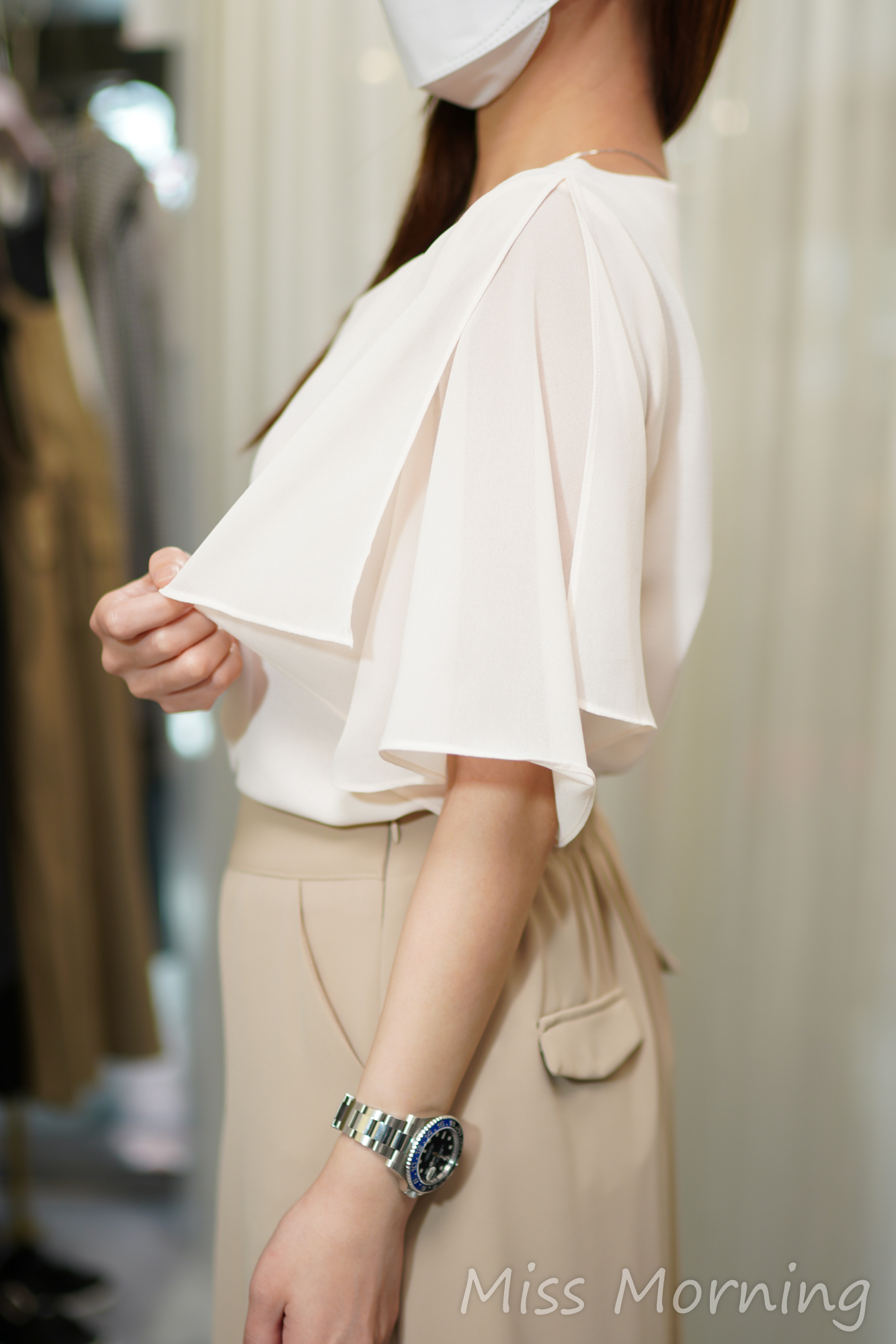 手袖好靚雪紡衫(14575)&店主推介抵著好靚料有款假裙褲(33946)