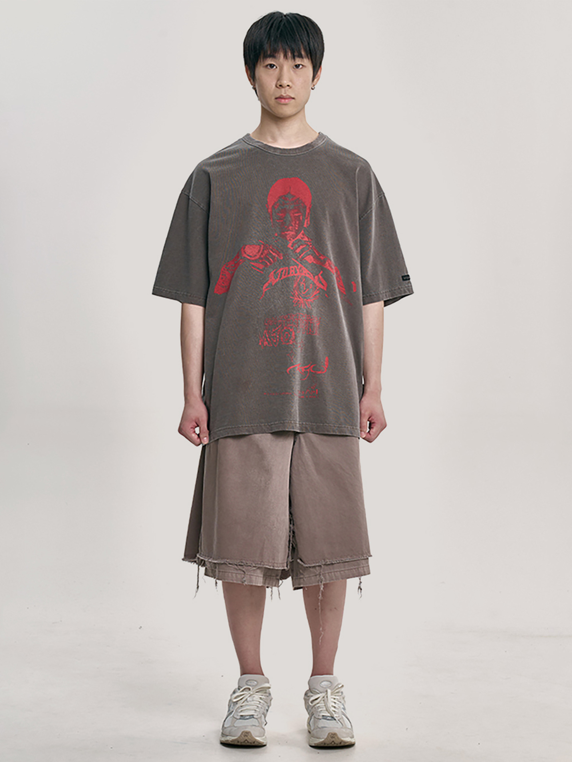 【AJO AJOBYAJO】25SS★ Pseudo Knight Cropped T-Shirt AJO AJOBYAJO】25SS☆ Pseudo Knight Cropped T-Shirt