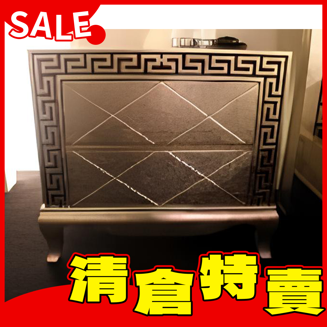 凡賽斯正面床頭櫃(香檳銀箔)