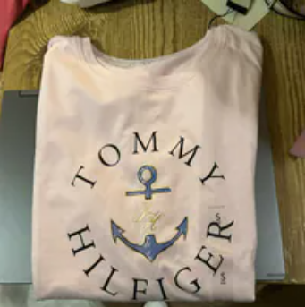 [S] TOMMY HILFIGER PINK TOMMY ANCHOR LOGO T-SHIRT, XW04336-651 (STH1196)