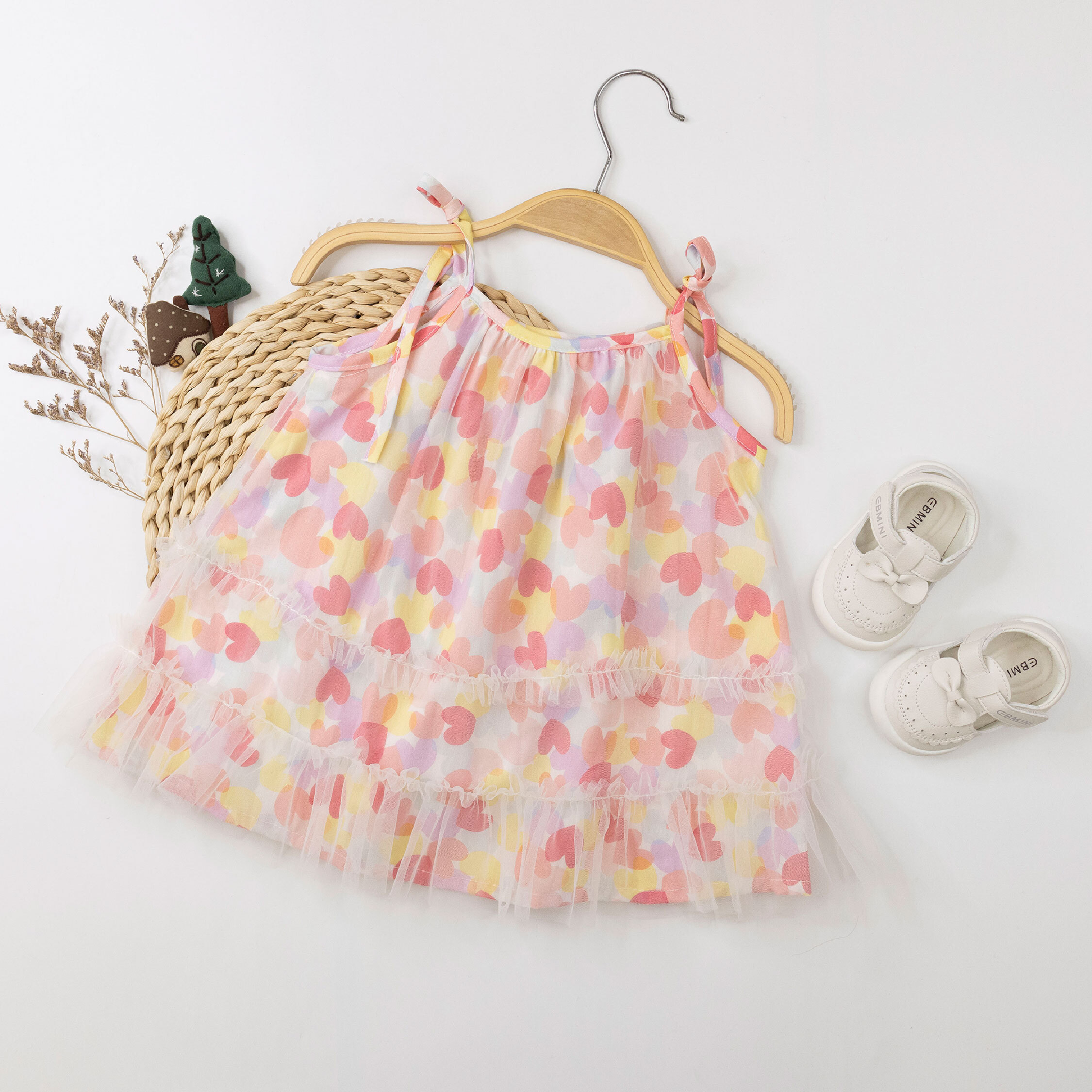 繽紛愛心與熊熊綁帶洋裝＊二色 (H50415)