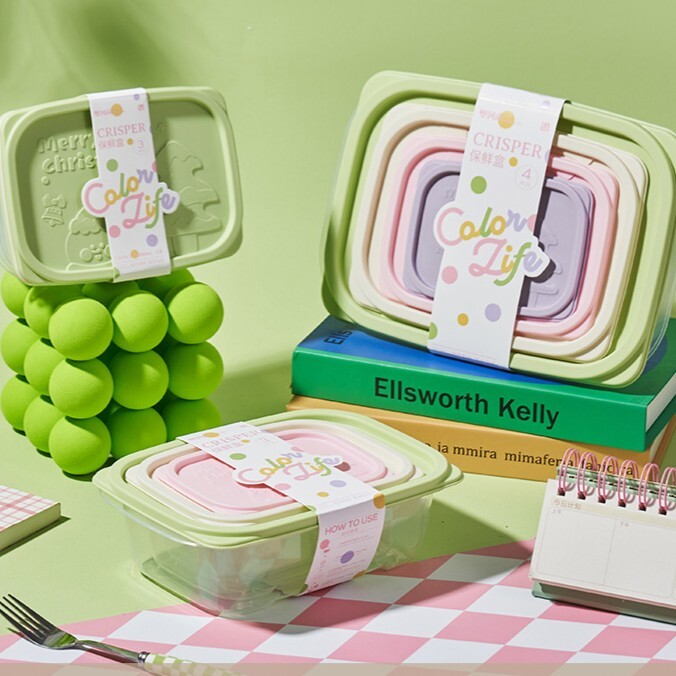 《5953》多巴胺長方形保鮮盒四件套