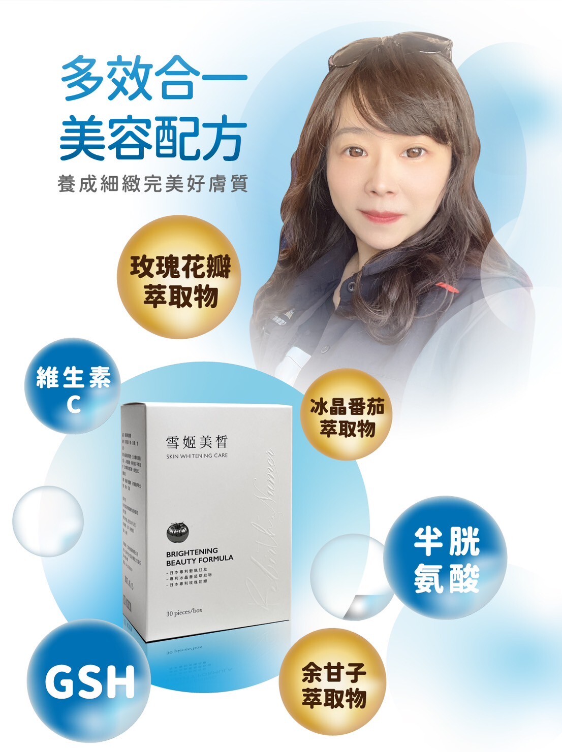 保健食品美白膠囊 女性營養補充 雪姬美白 Rebirth number 亮白保養 30歲女性推薦保健品