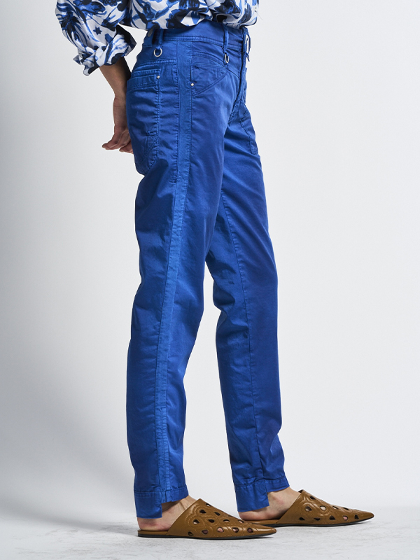 HIGH 拼接窄管褲(寶藍)