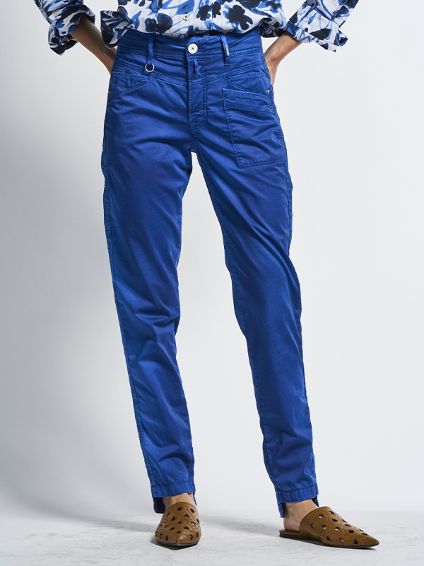 HIGH 拼接窄管褲(寶藍)