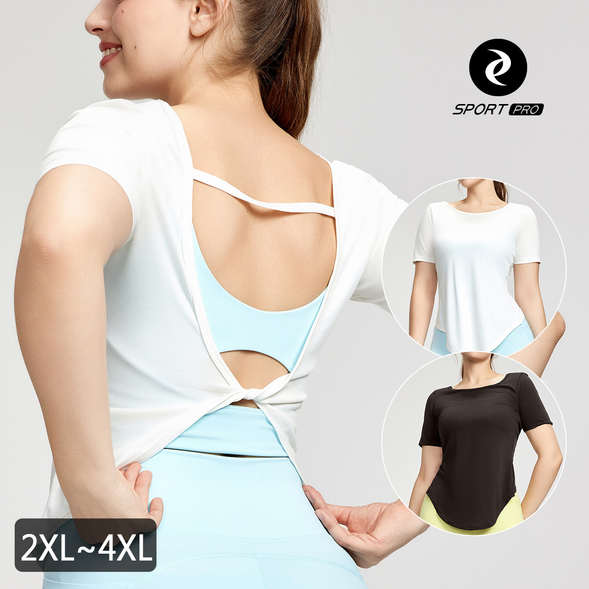 大碼莫代爾性感露背/瑜珈/運動/機能罩衫*