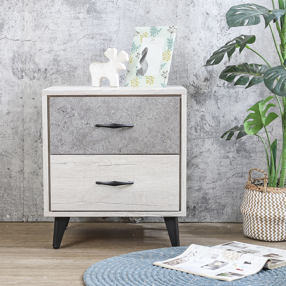 哈爾1.6尺工業風床頭櫃/二抽收納櫃/置物櫃