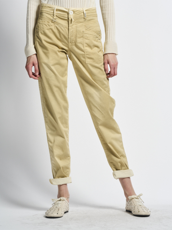 HIGH 拼接窄管褲(卡其)