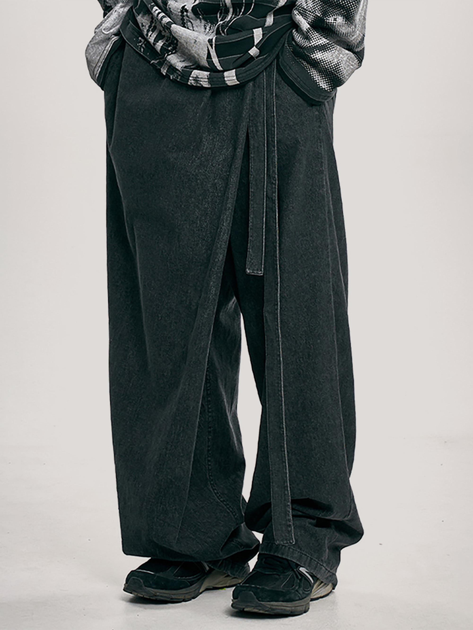 WOOL BLEND ASYMMETRICAL LONG SKIRT PANTS
