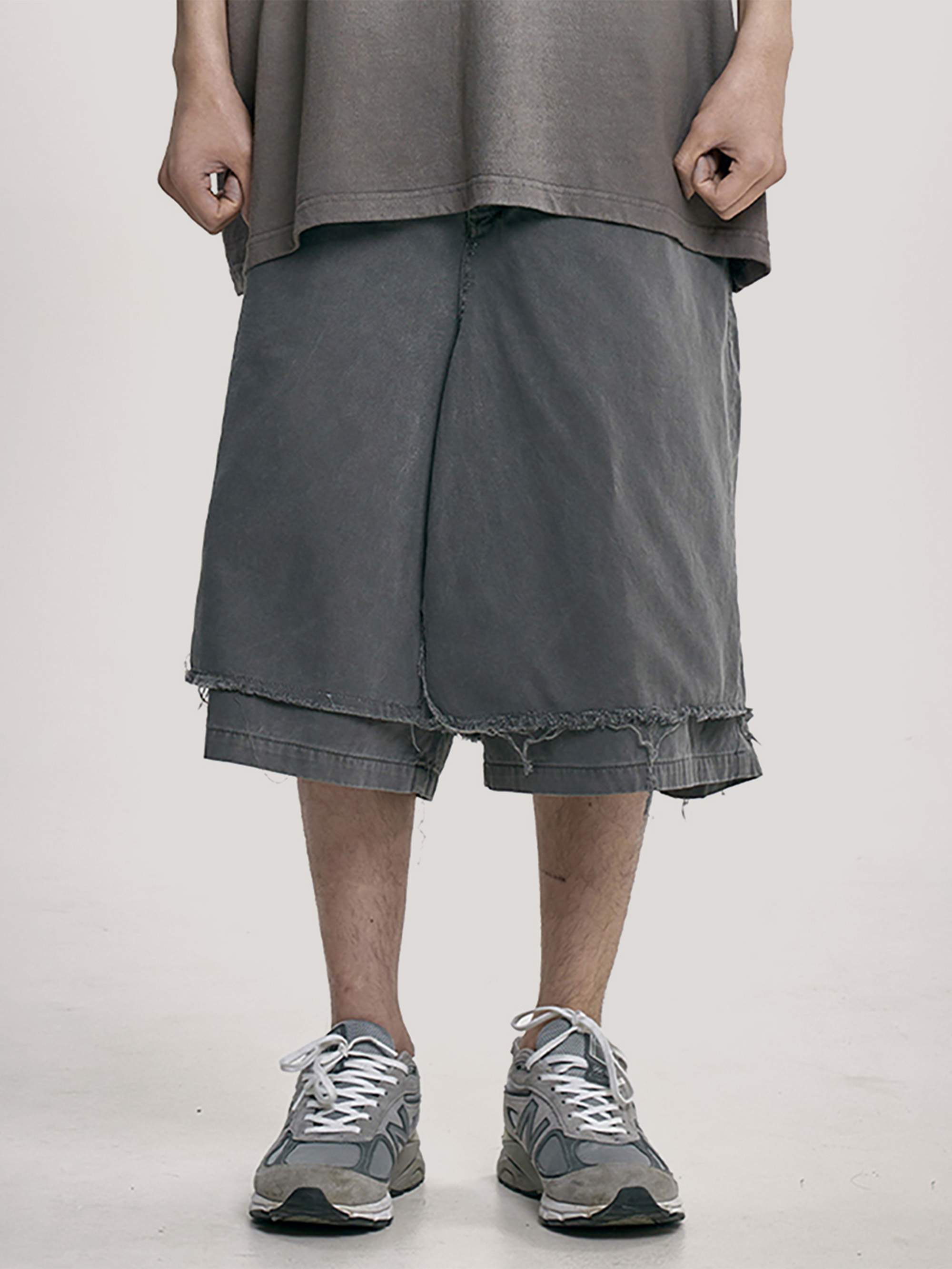 AJOBYAJO WASHED LAYERED SKIRT SHORTS 短褲