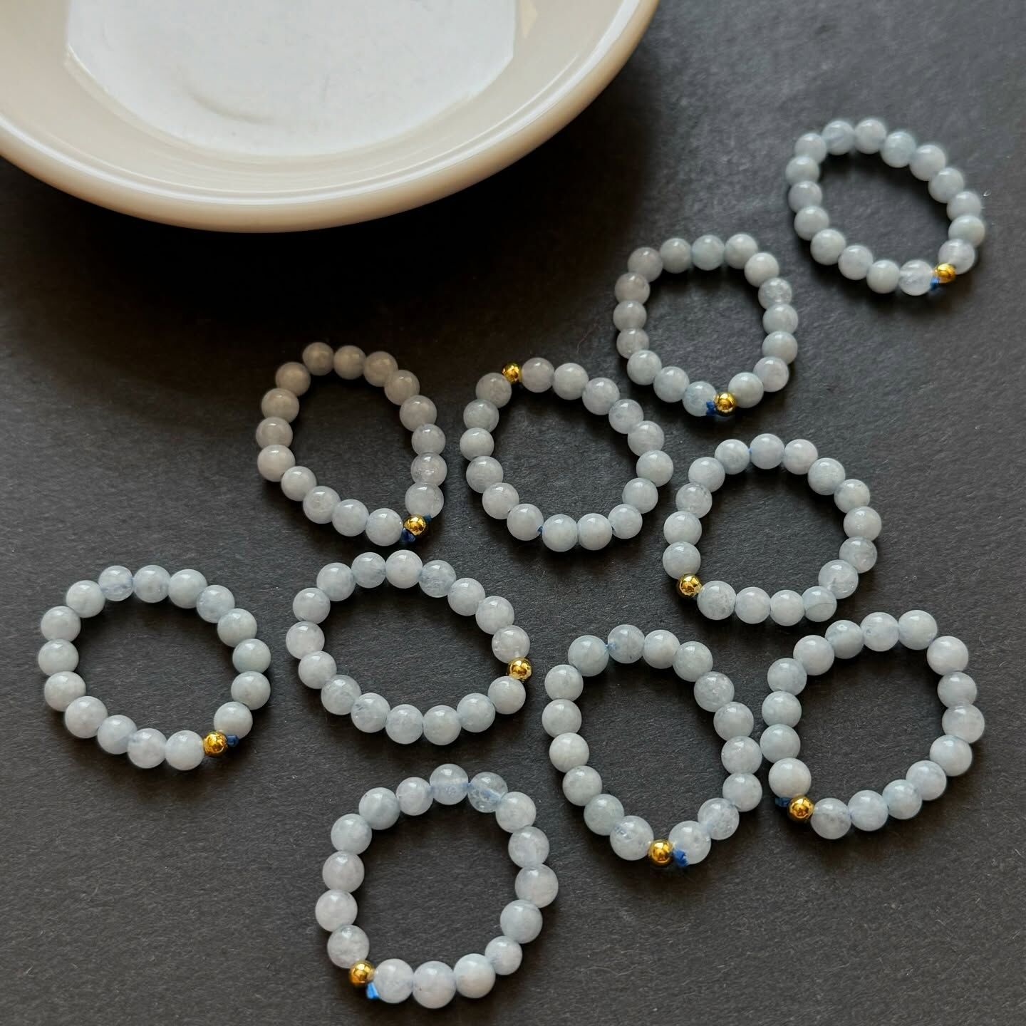 [原石] 海藍寶 彈性繩戒指 水晶戒指