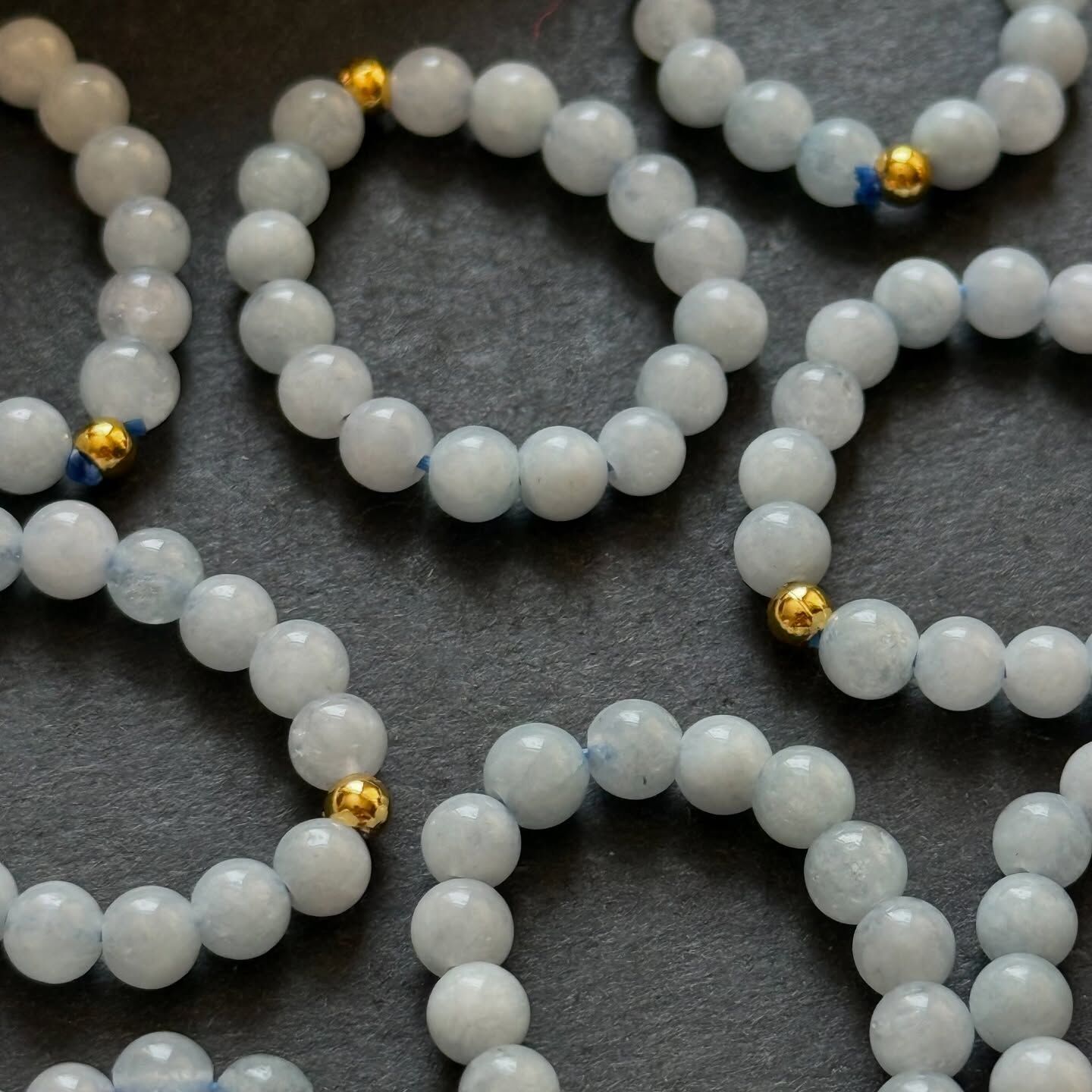 [原石] 海藍寶 彈性繩戒指 水晶戒指