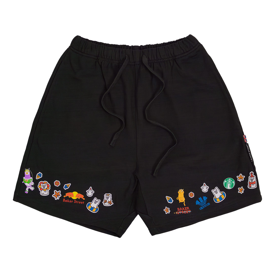 褲襬小圖印花純棉五分褲