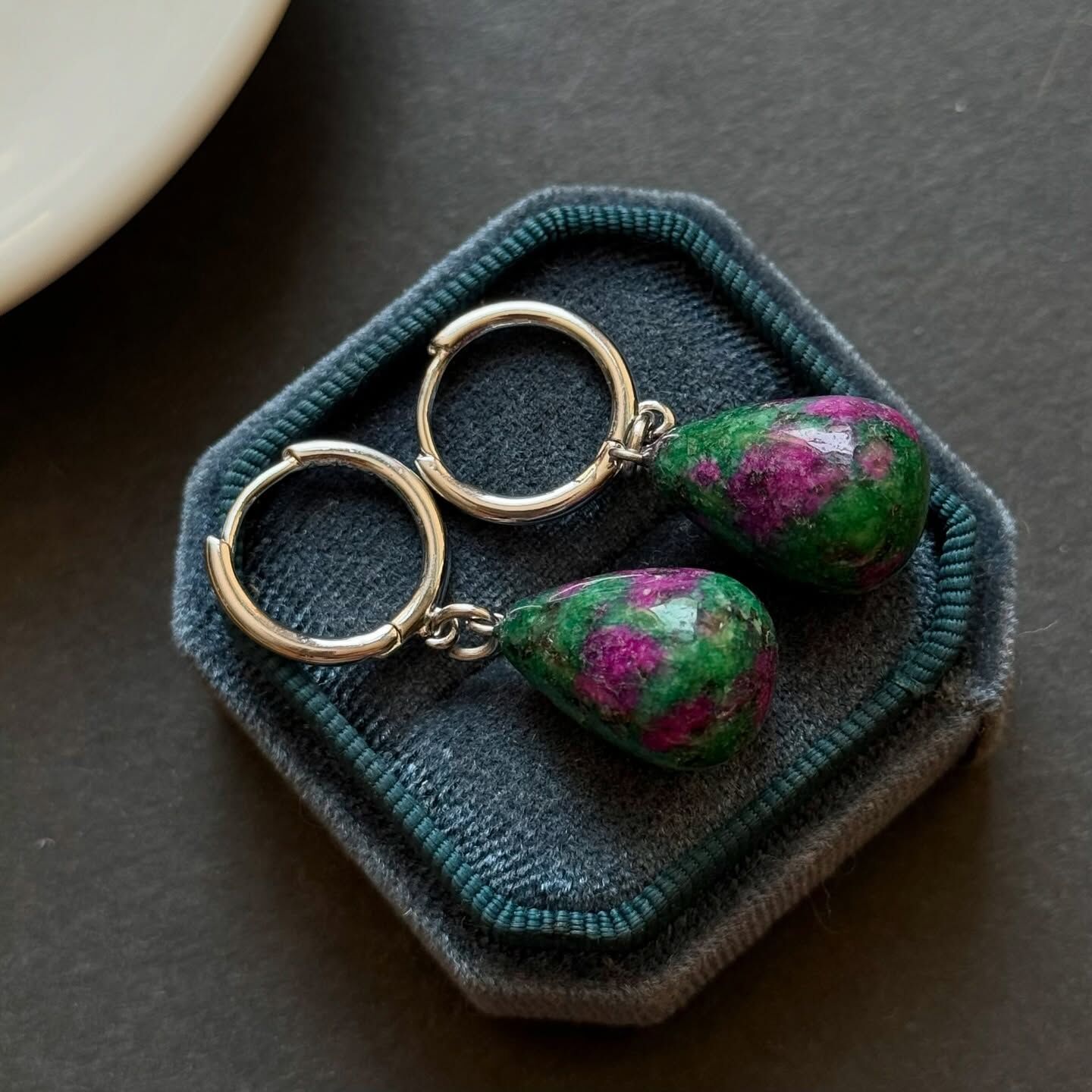 [原石] 紅綠寶耳環 水晶耳環