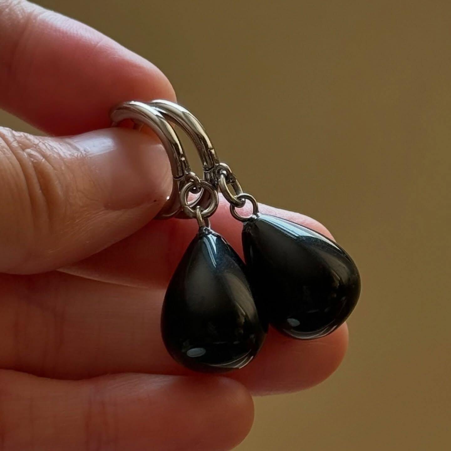 [原石] 黑曜石 耳環